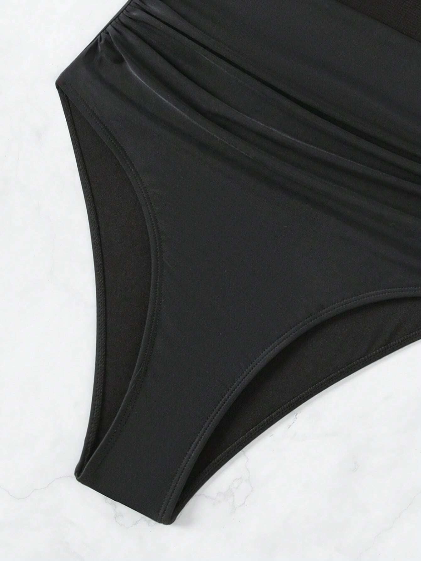 Swim Basics Summer Beach One Piece Mesh Contrast Swimsuit