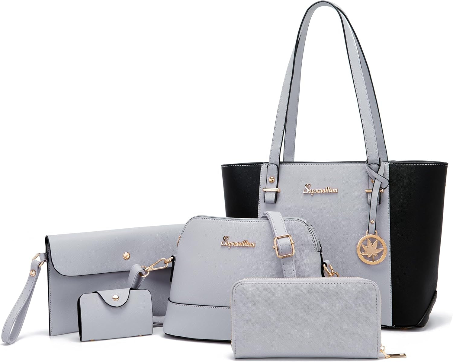 Handbag for Women Wallet Tote Bag Shoulder Bags Top Handle Satchel 5Pcs Purse Set