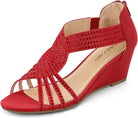 Women'S Diana Low Wedge Sandals Sparkly Rhinestone Open Toe Fashion Dress Shoes for Woman Lady in Bridal Dance Evening