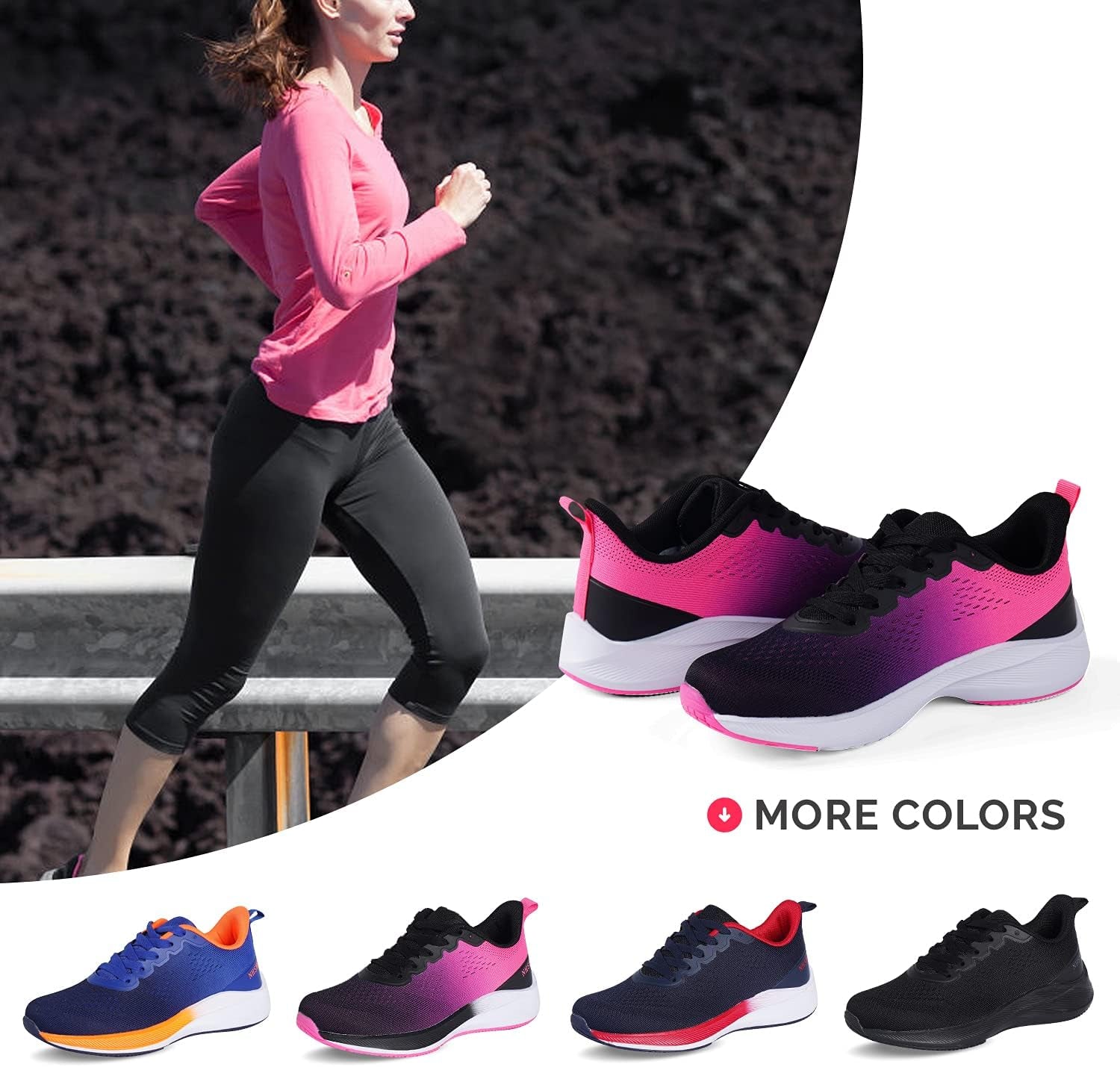 Womens Walking Shoes Non Slip Shoes Mesh Breathable Lace up Comfortable Runing Tennis Shoes