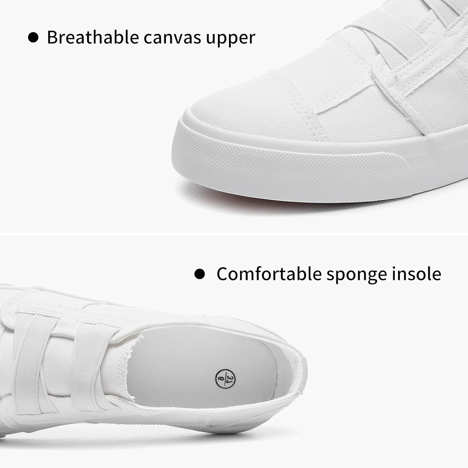 Womens Slip on Shoes Patchwork Canvas Fashion Sneakers Casual Tennis Shoes Walking Flat Shoes(White,Us11)