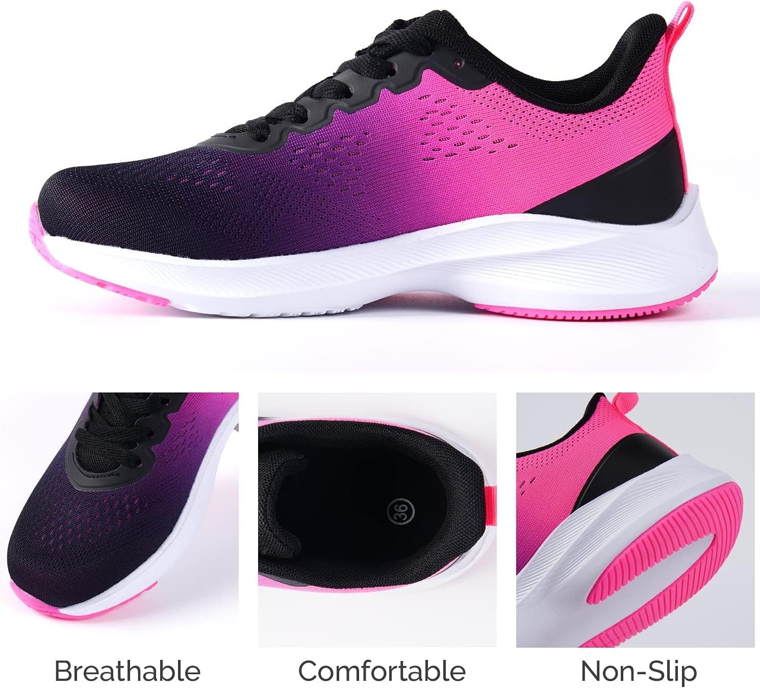 Womens Walking Shoes Non Slip Shoes Mesh Breathable Lace up Comfortable Runing Tennis Shoes