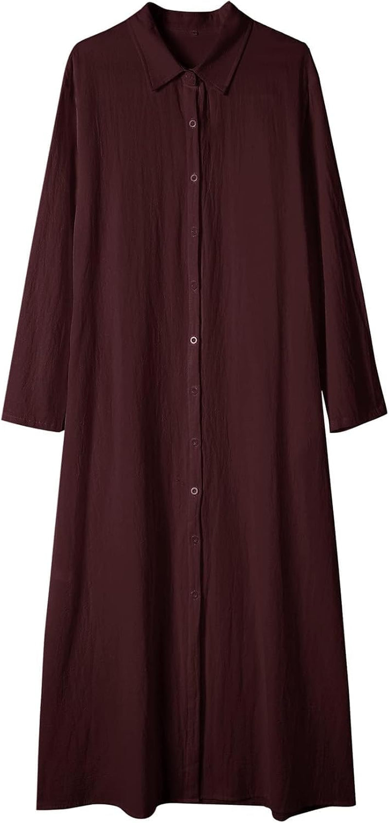 Womens Button down Cotton Linen Dress Long Sleeve Shirt Dress with Pockets