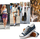 White Sneakers for Women Low Top Canvas Shoes Womens Canvas Sneakers Women'S Fashion Sneakers Slip on Casual Tennis Shoes（Blue Leopard.Us10）
