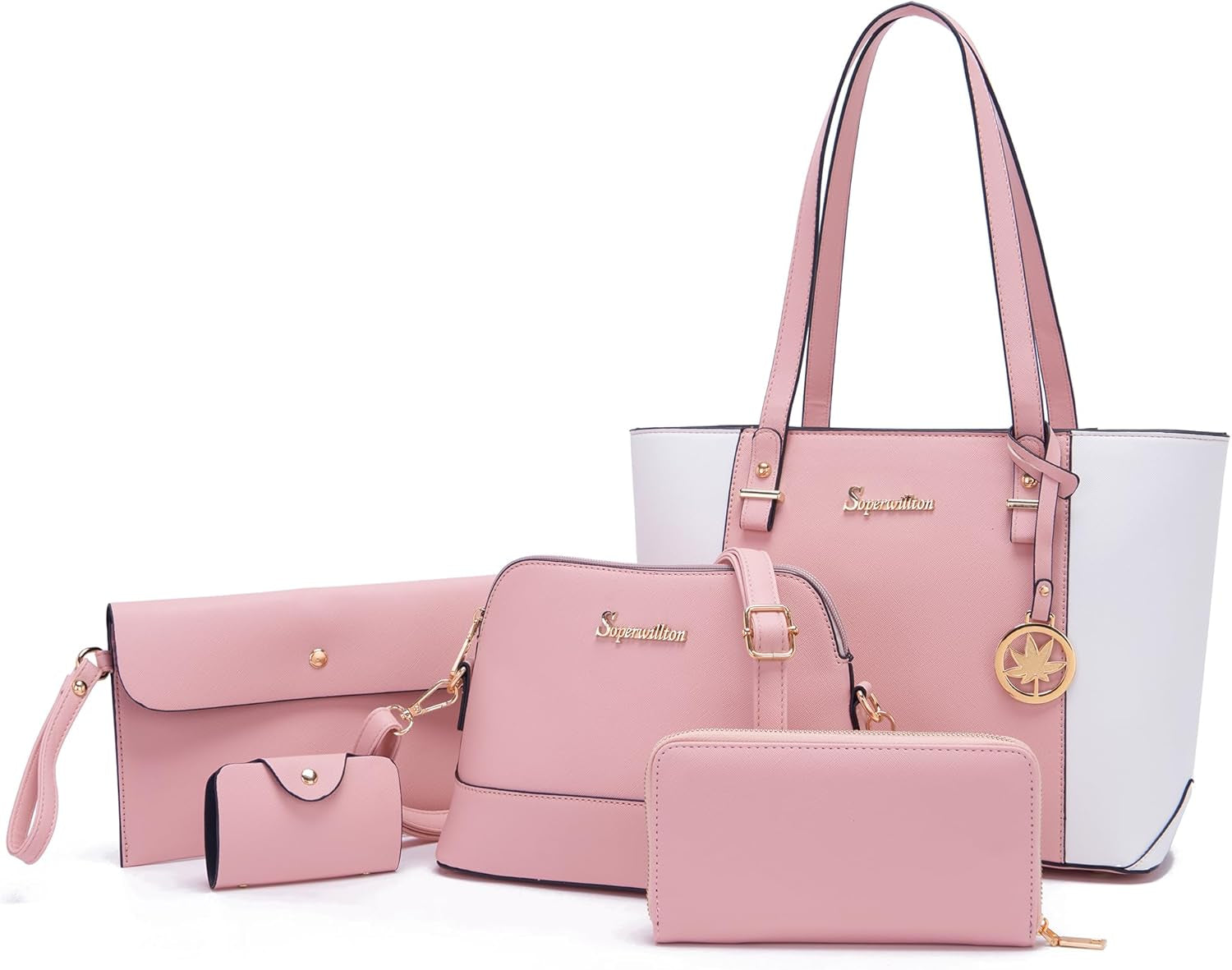 Handbag for Women Wallet Tote Bag Shoulder Bags Top Handle Satchel 5Pcs Purse Set