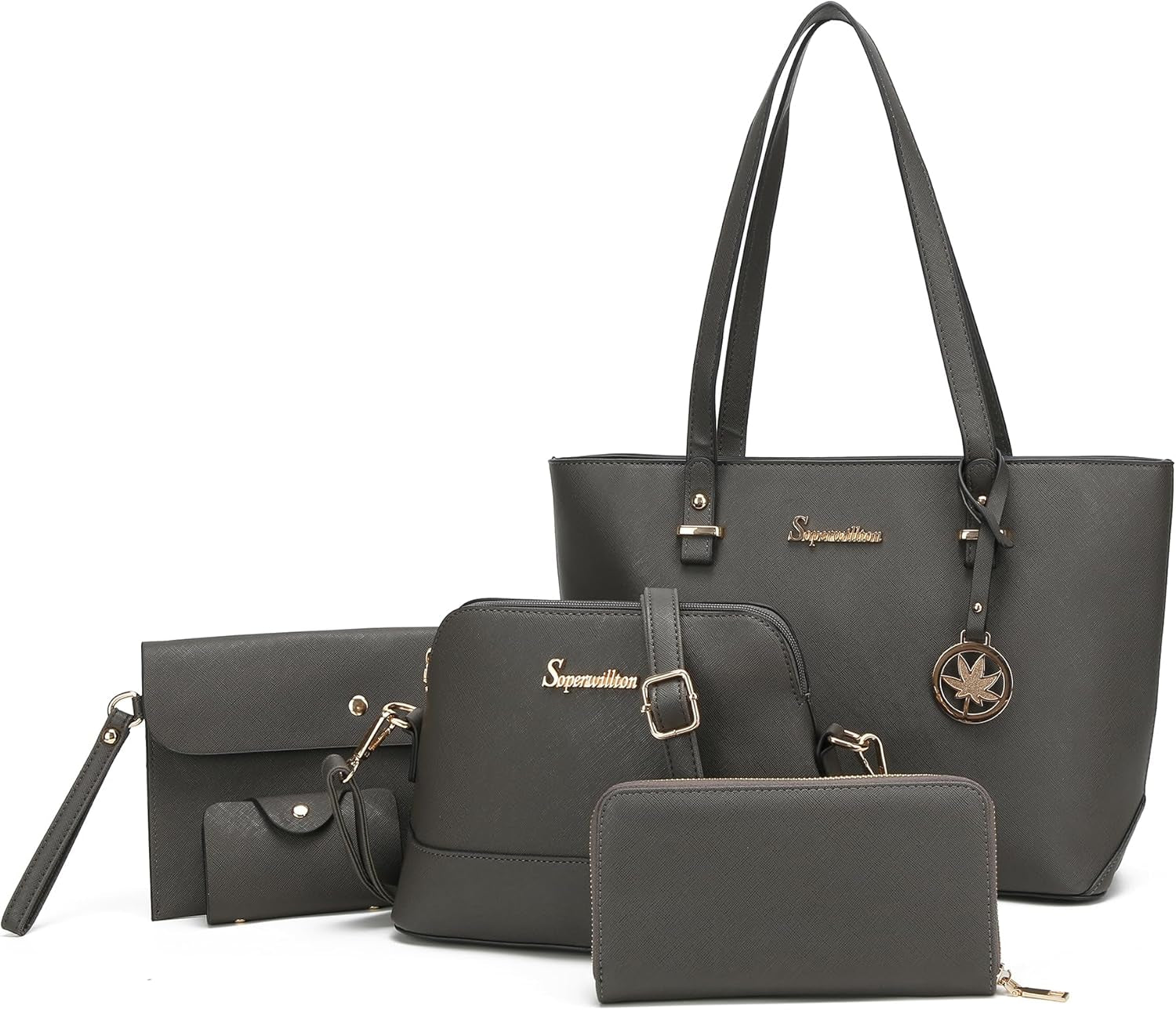 Handbag for Women Wallet Tote Bag Shoulder Bags Top Handle Satchel 5Pcs Purse Set