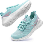 Womens Athletic Walking Shoes - Memory Foam Lightweight Tennis Sports Shoes Gym Jogging Slip on Running Sneakers Blue-Pink Size 5.5