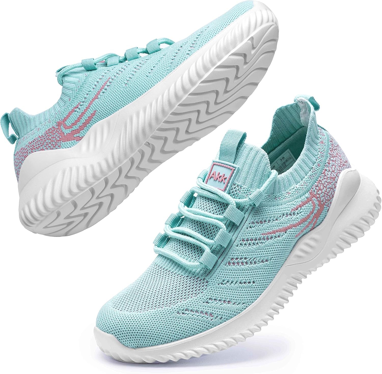 Womens Athletic Walking Shoes - Memory Foam Lightweight Tennis Sports Shoes Gym Jogging Slip on Running Sneakers Blue-Pink Size 5.5