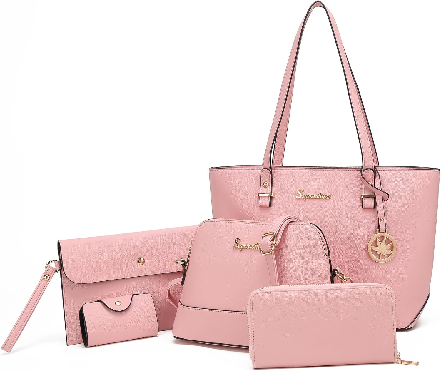 Handbag for Women Wallet Tote Bag Shoulder Bags Top Handle Satchel 5Pcs Purse Set