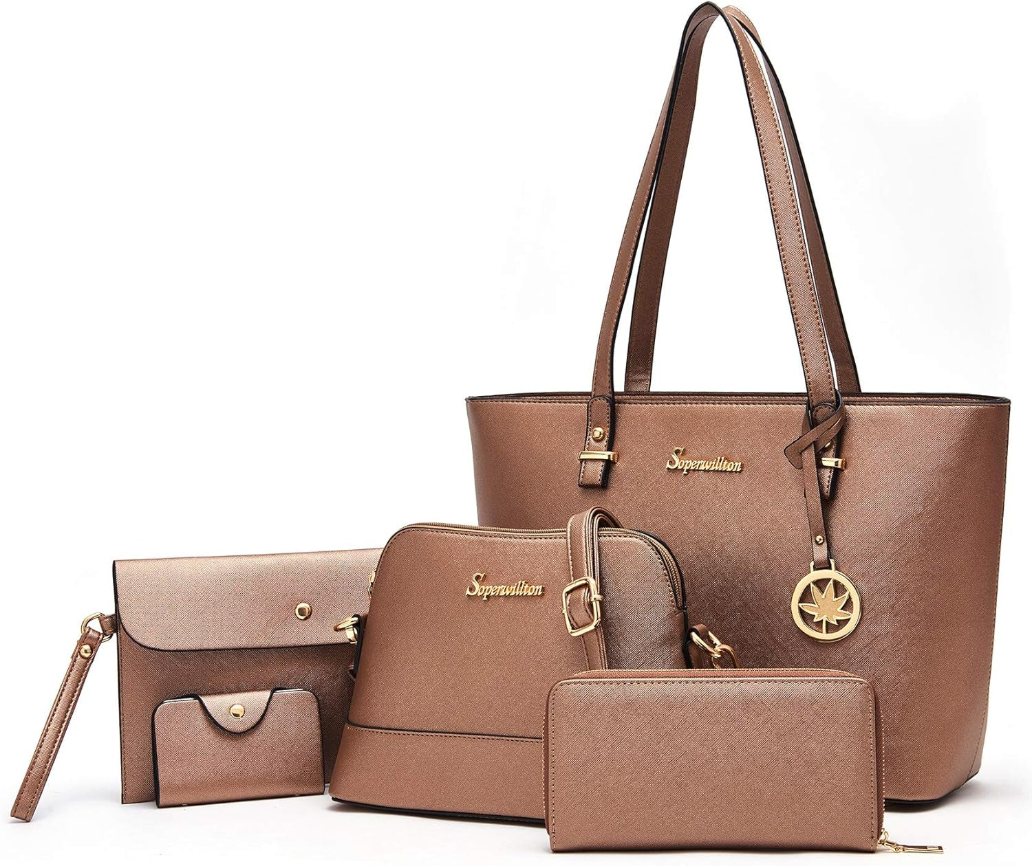 Handbag for Women Wallet Tote Bag Shoulder Bags Top Handle Satchel 5Pcs Purse Set