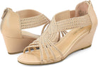 Women'S Diana Low Wedge Sandals Sparkly Rhinestone Open Toe Fashion Dress Shoes for Woman Lady in Bridal Dance Evening
