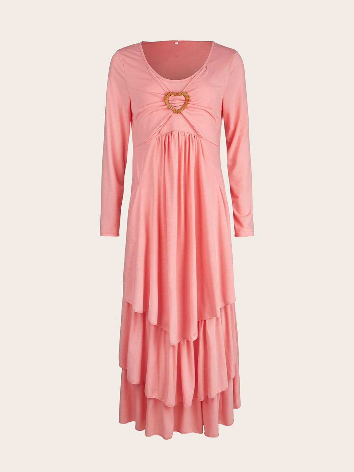 Womens Wedding Guest Maxi Dresses Spring Long Sleeve Flowy Dress Layered Irregular Hem Swing Dress with Pockets