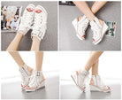 Women'S Peep Toe Canvas Wedge Heeled Platform Fashion Sneaker