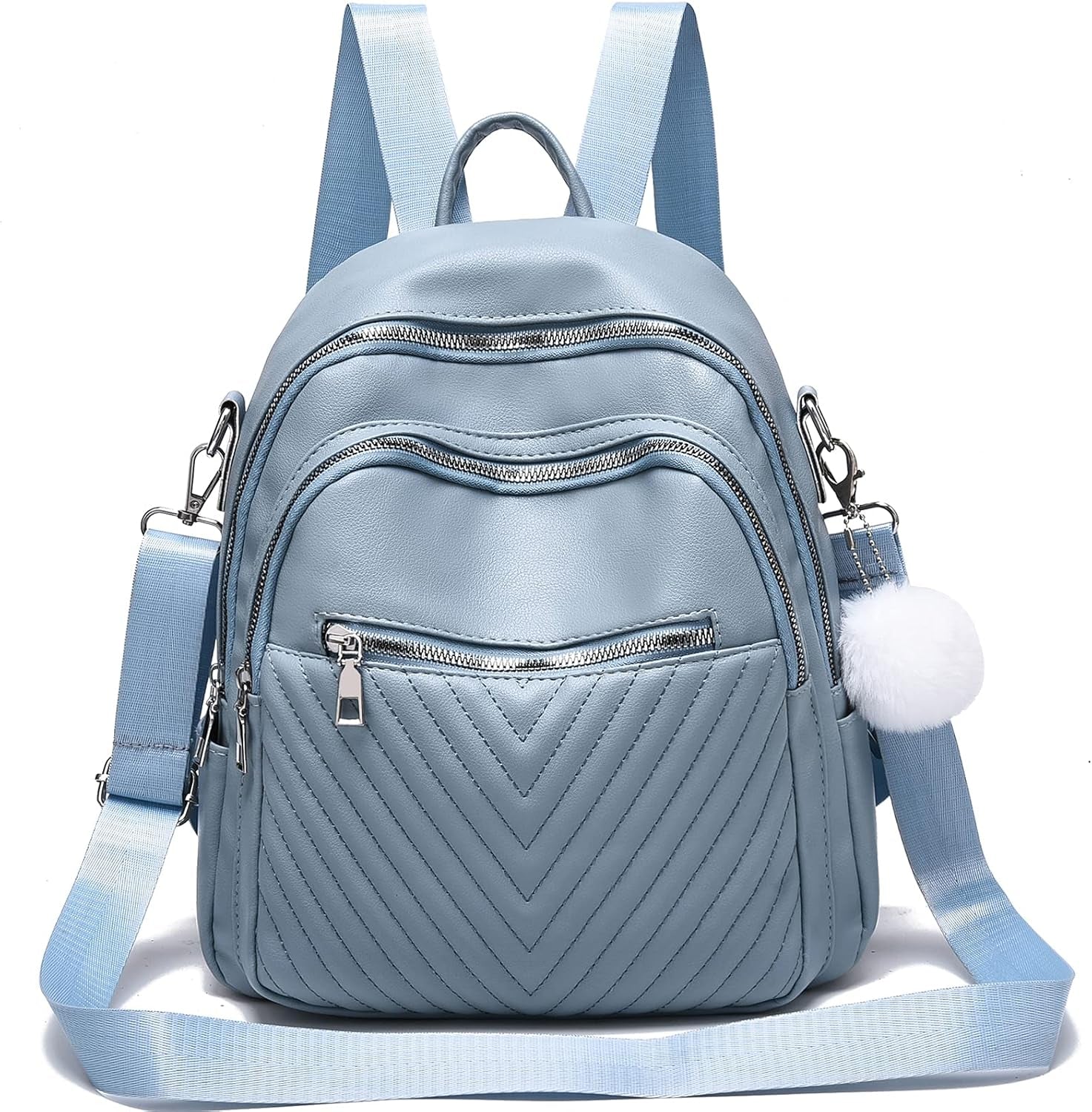 Small Backpack Purse for Women Leather Bookbag Purse Girls Casual Shoulder Bag