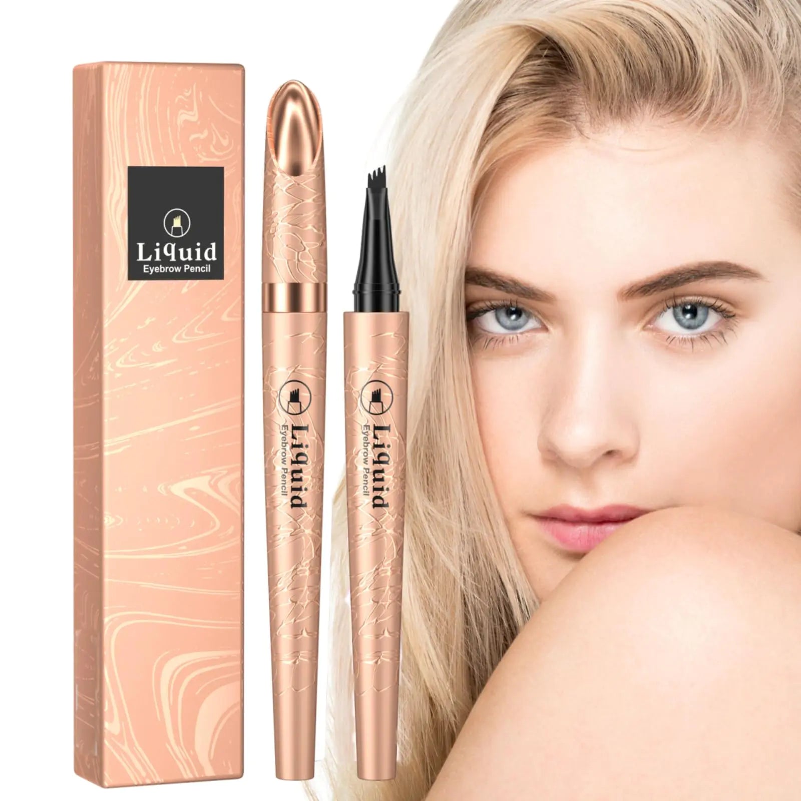 Microblade Eyebrow Pencil - Waterproof & Smudge-Proof 4 Tip Microblading Eyebrow Pen for Natural Looking Brows Long-Lasting Eyebrow Makeup with Micro-Fork Applicator for Precision
