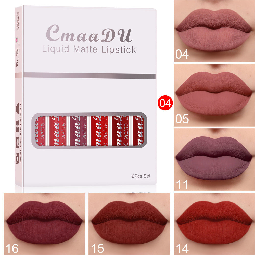 6 cajas de lápiz labial mate antiadherente resistente al agua y brillo labial de larga duración