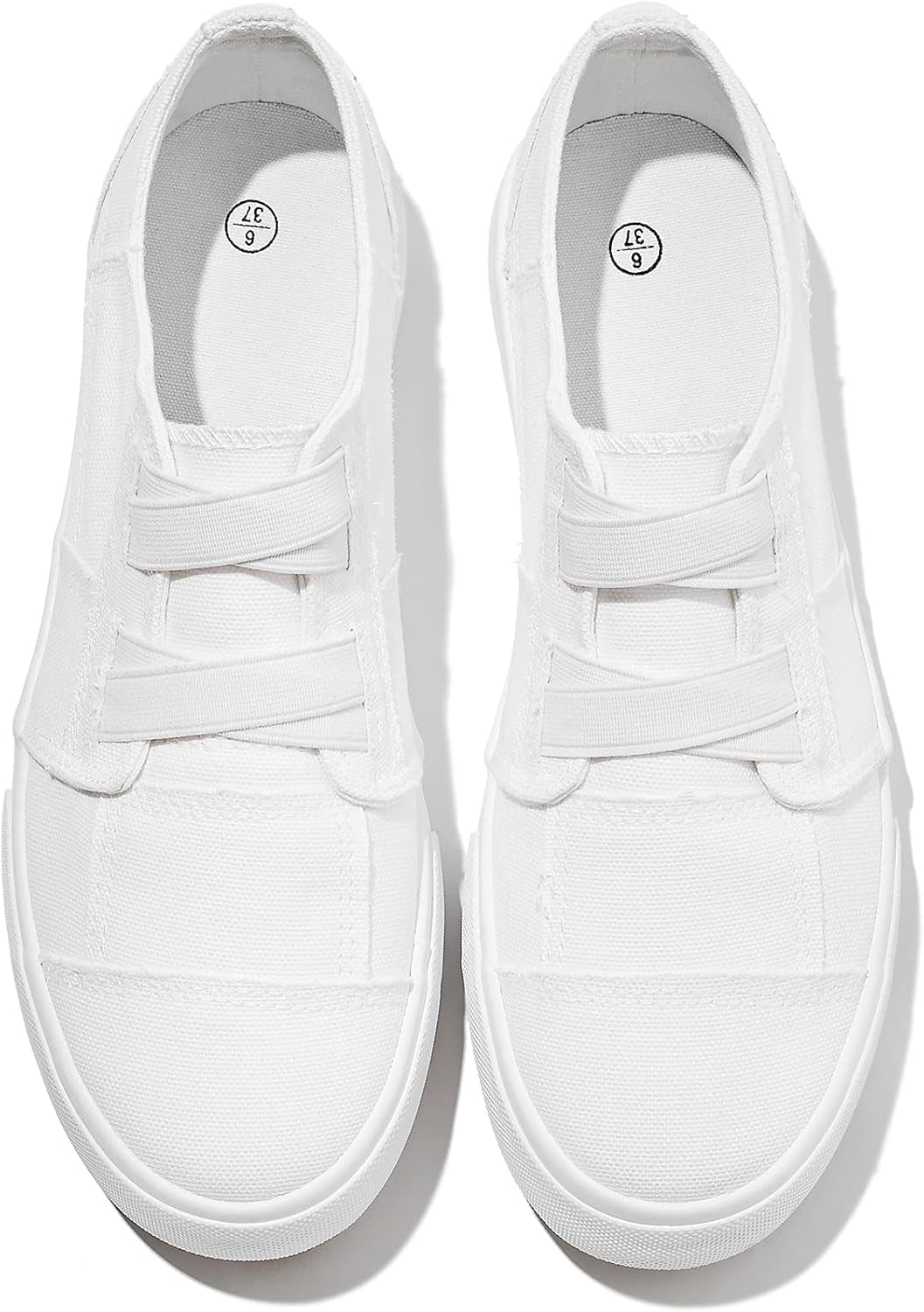 Womens Slip on Shoes Patchwork Canvas Fashion Sneakers Casual Tennis Shoes Walking Flat Shoes(White,Us11)