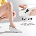 Womens White Slip on Sneakers Low Top Leather Casual Shoes Loafers for Women(White/Black,Us8)