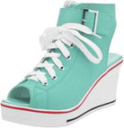 Women'S Peep Toe Canvas Wedge Heeled Platform Fashion Sneaker