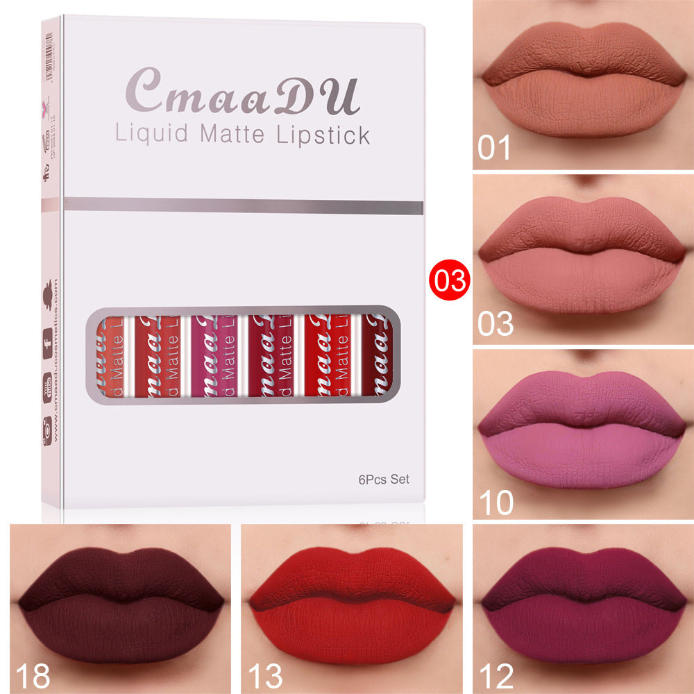 6 cajas de lápiz labial mate antiadherente resistente al agua y brillo labial de larga duración