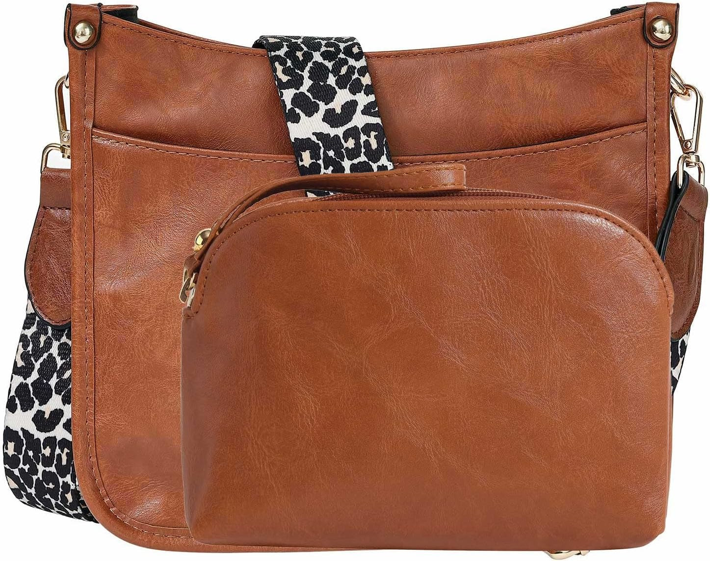 Women'S Leopard Guitar Strap Crossbody Purse Shoulder Bucket Cross-Body Purse