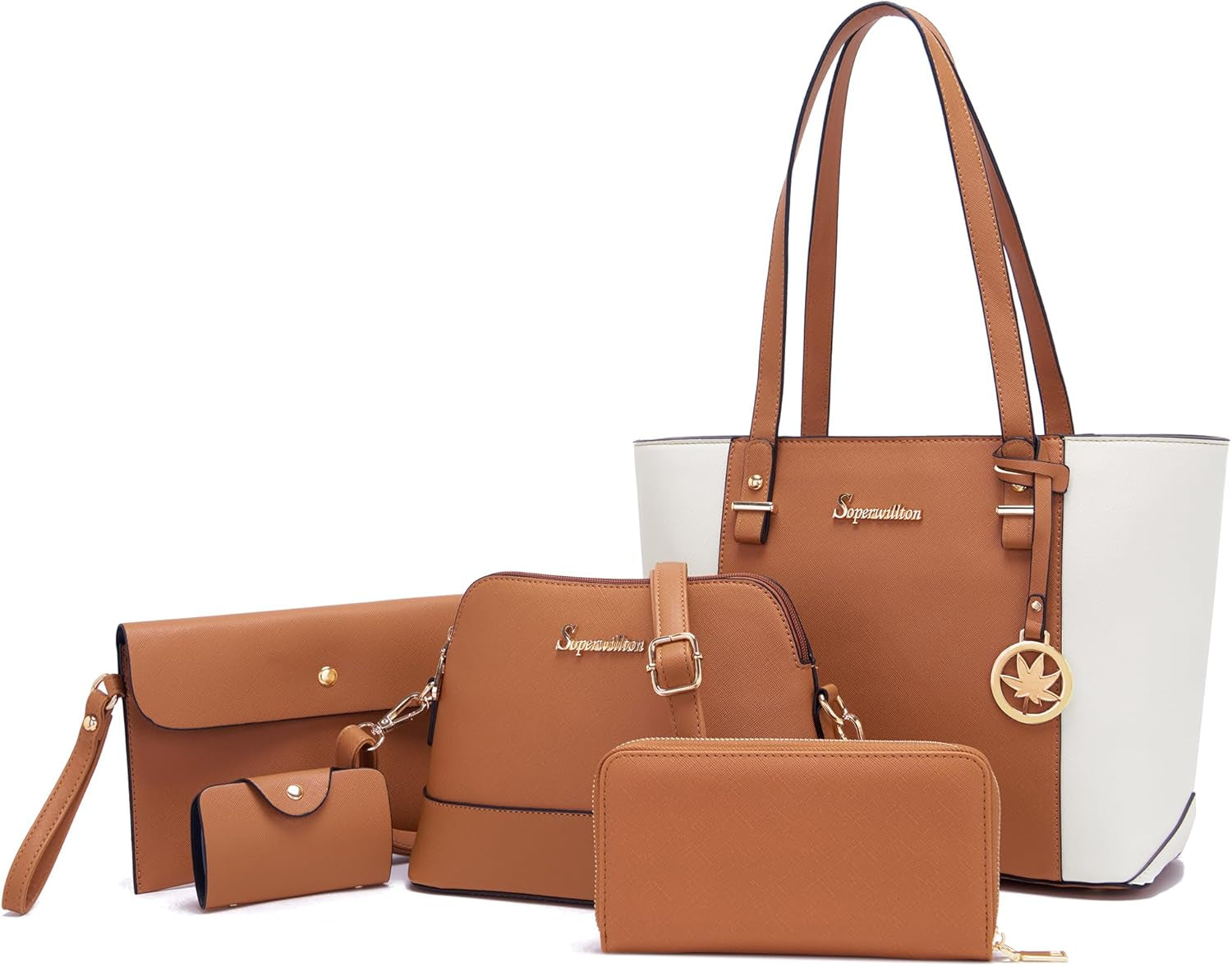 Handbag for Women Wallet Tote Bag Shoulder Bags Top Handle Satchel 5Pcs Purse Set