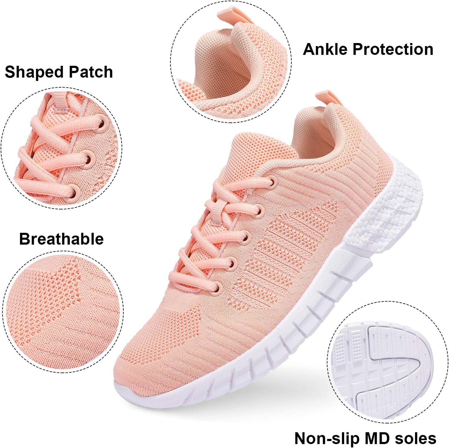 Womens Lightweight Casual Walking Shoes Breathable Mesh Fashion Sneakers Workout Shoes for Women Pink Size 5