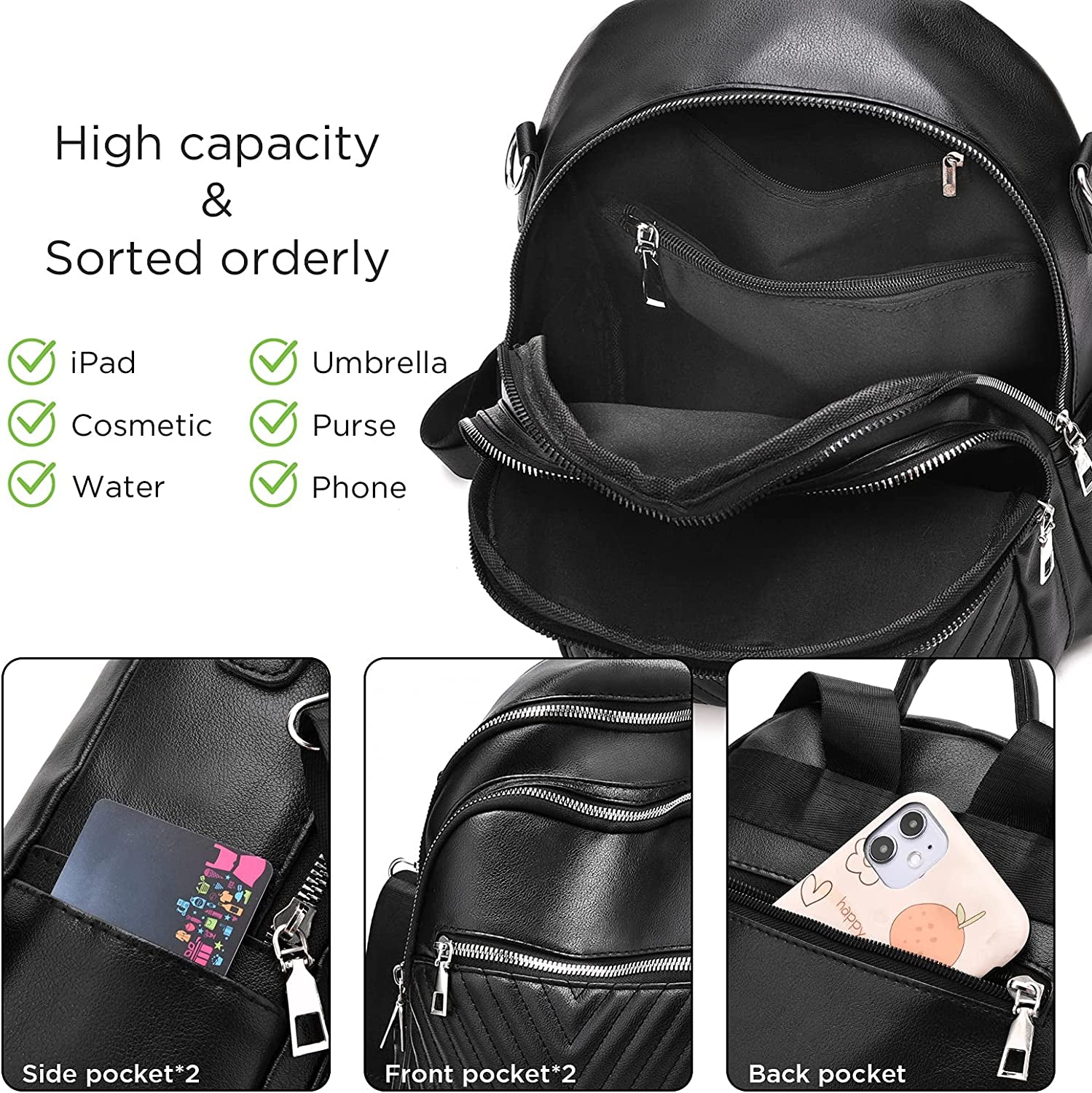 Small Backpack Purse for Women Leather Bookbag Purse Girls Casual Shoulder Bag