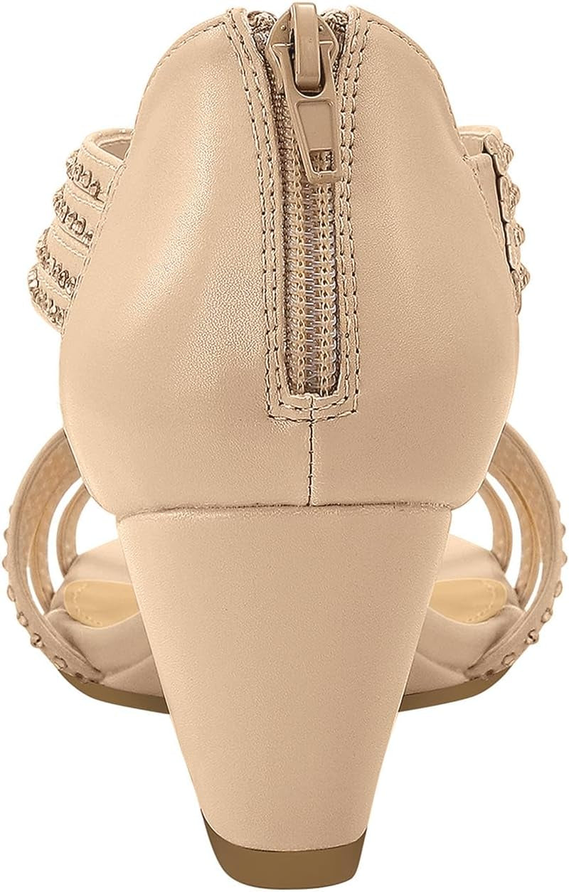 Women'S Diana Low Wedge Sandals Sparkly Rhinestone Open Toe Fashion Dress Shoes for Woman Lady in Bridal Dance Evening