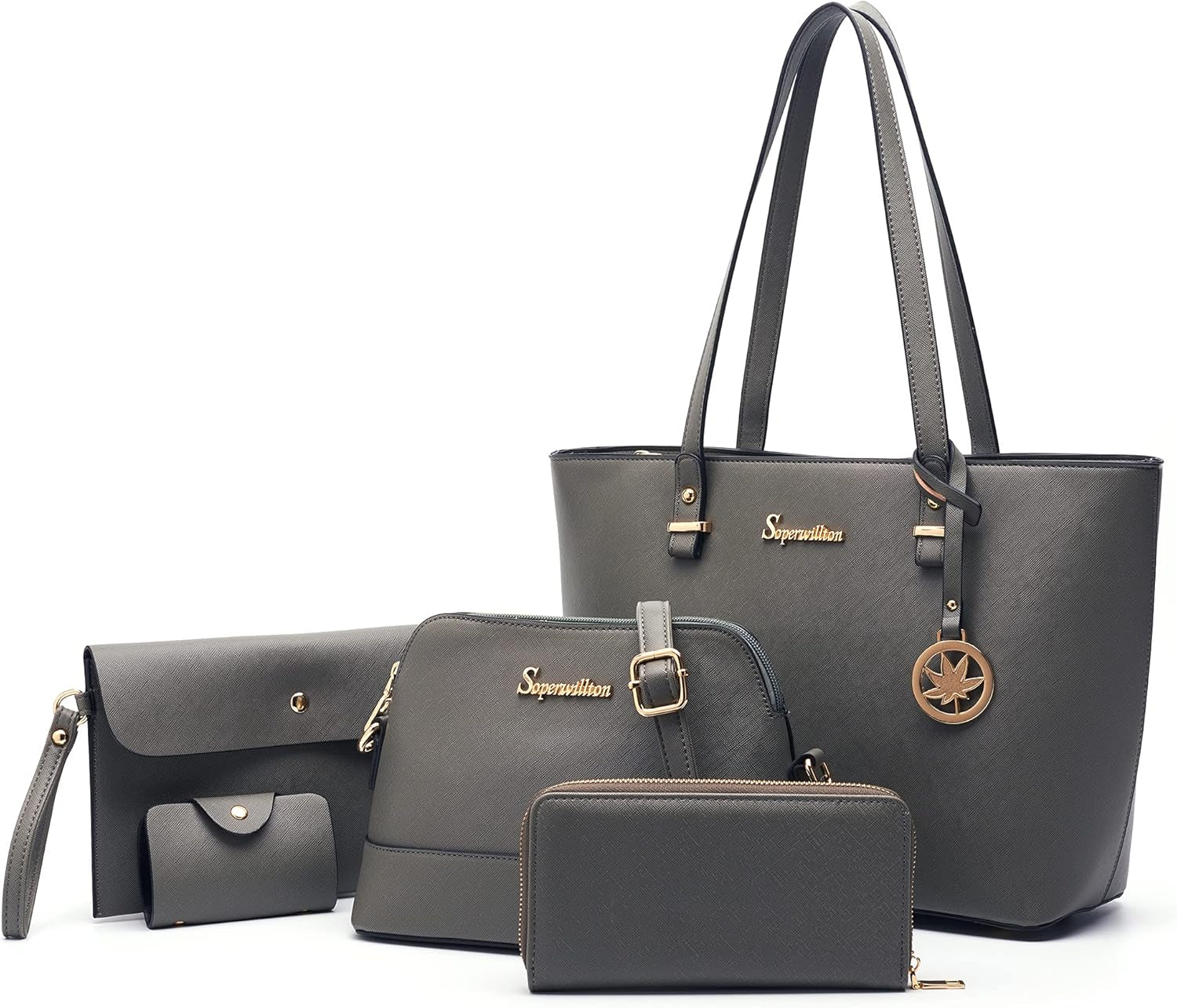 Handbag for Women Wallet Tote Bag Shoulder Bags Top Handle Satchel 5Pcs Purse Set