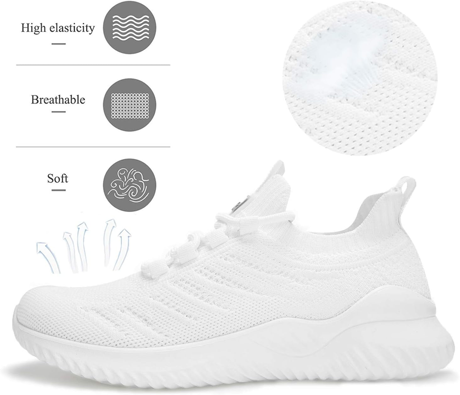 Women'S Sneakers Mesh Ultra Lightweight Breathable Athletic Running Walking Fashion Outdoor Sport Gym Shoes White Size 6