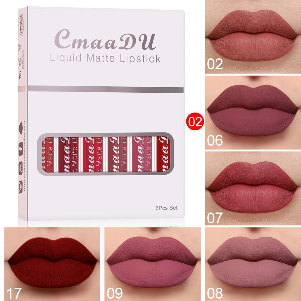 6 cajas de lápiz labial mate antiadherente resistente al agua y brillo labial de larga duración