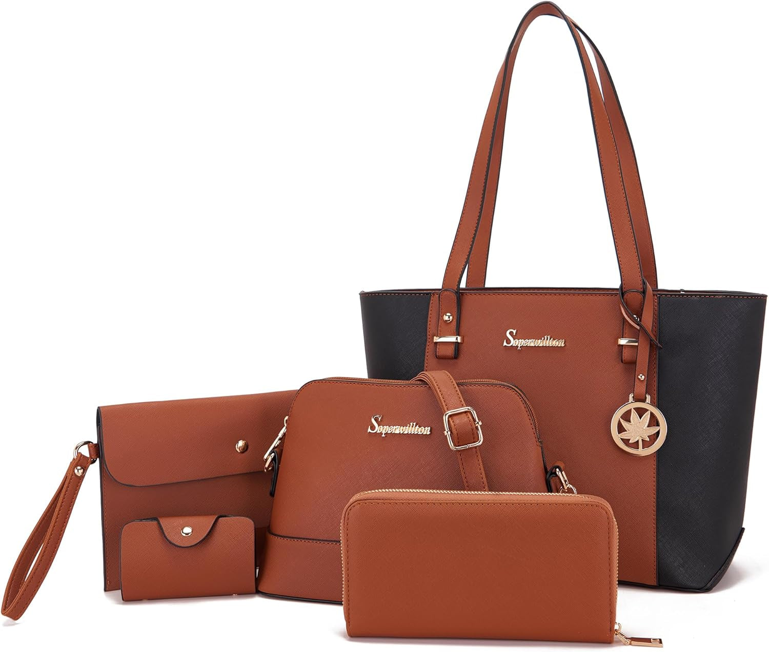 Handbag for Women Wallet Tote Bag Shoulder Bags Top Handle Satchel 5Pcs Purse Set