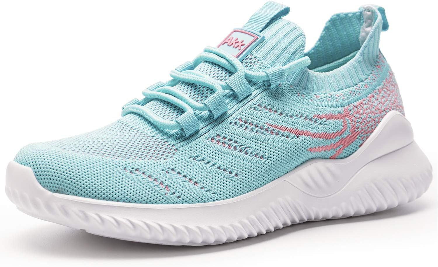 Womens Athletic Walking Shoes - Memory Foam Lightweight Tennis Sports Shoes Gym Jogging Slip on Running Sneakers Blue-Pink Size 5.5