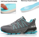 Women Running Shoes Air Cushion Shock Absorption Non Slip Sneakers Mesh Breathable Tennis Walking Shoes for Fitness Jogging Shopping Cyan 10.5
