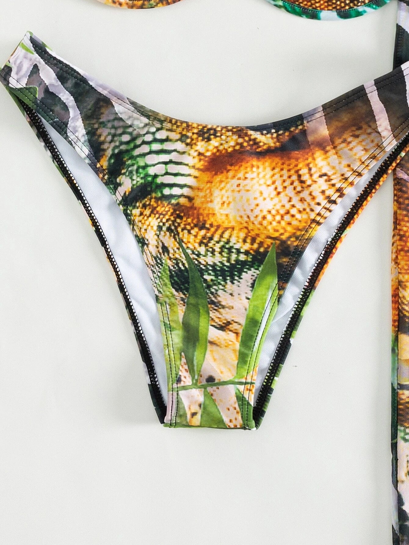 Swim SXY Summer Beach Tropical Print Push up Bikini Set with Beach Skirt