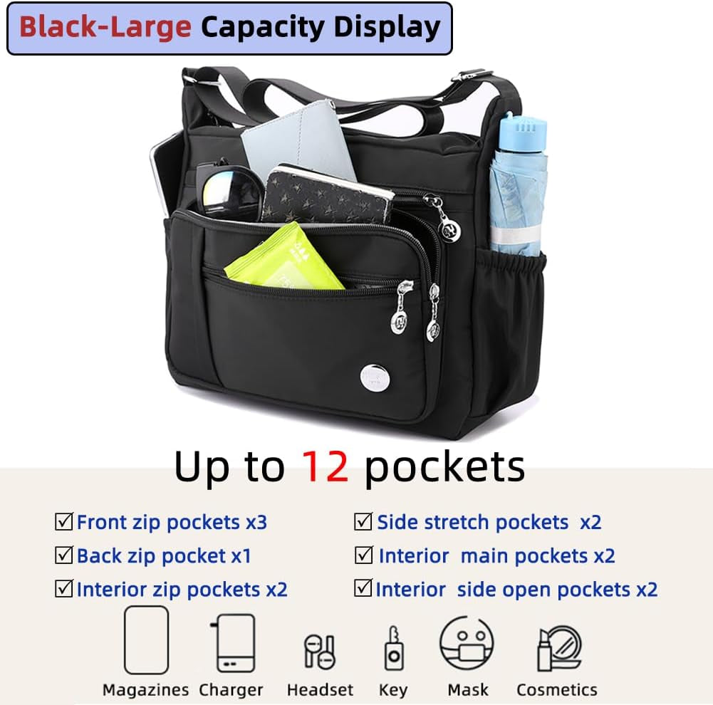 Women Shoulder Handbag Roomy Multiple Pockets Bag Ladies Crossbody Purse Fashion Tote Top Handle Satchel