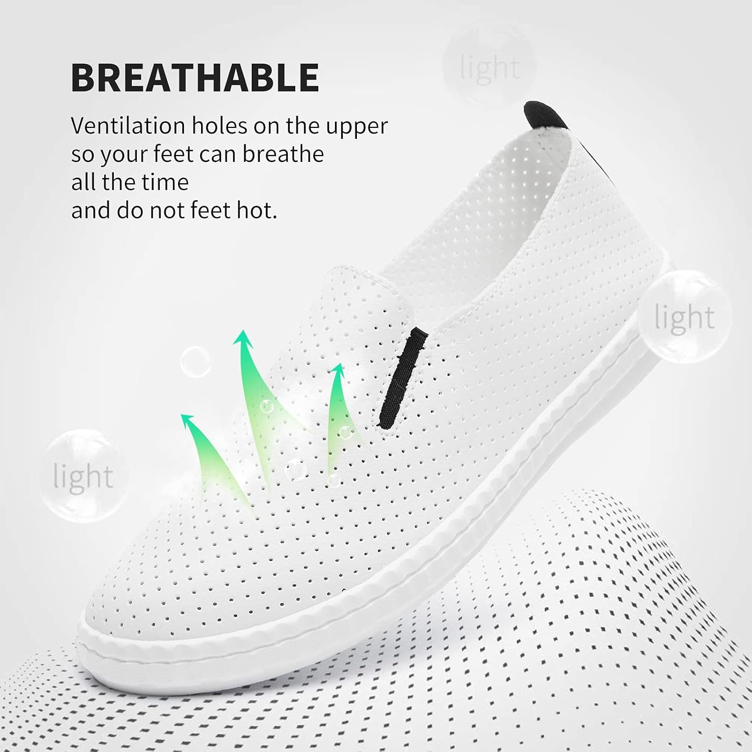 Womens White Slip on Sneakers Low Top Leather Casual Shoes Loafers for Women(White/Black,Us8)