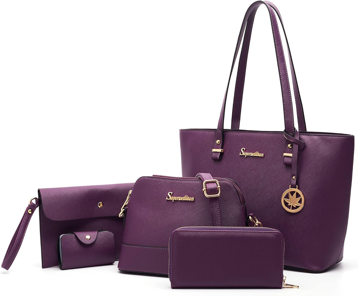 Handbag for Women Wallet Tote Bag Shoulder Bags Top Handle Satchel 5Pcs Purse Set