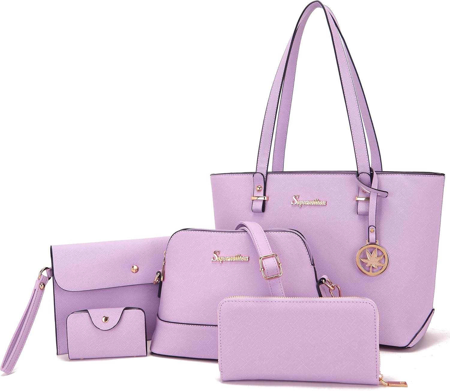 Handbag for Women Wallet Tote Bag Shoulder Bags Top Handle Satchel 5Pcs Purse Set