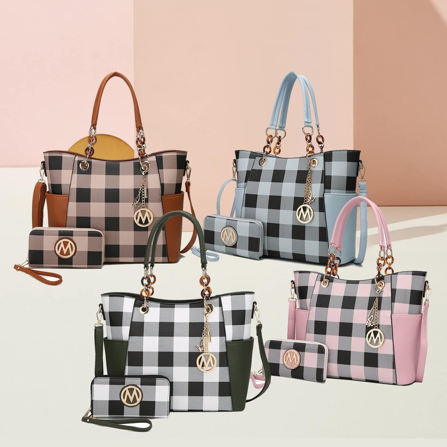 Tote Bag for Women, Handbag Set with Wallet-Top-Handle- Vegan Leather Purse