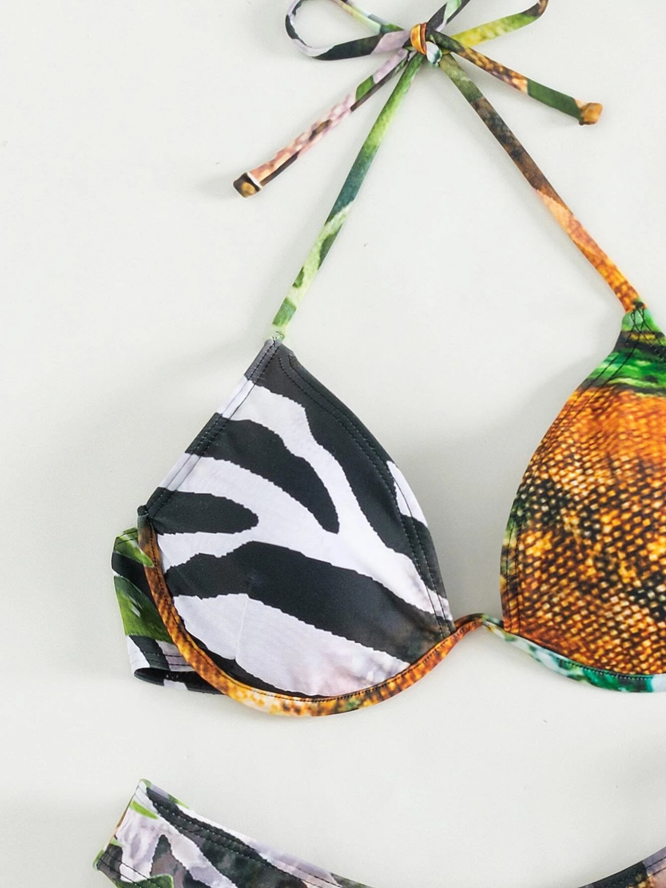 Swim SXY Summer Beach Tropical Print Push up Bikini Set with Beach Skirt