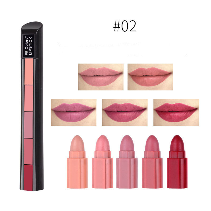 Set de 5 labiales mate aterciopelados, antiadherentes, de larga duración, resistentes al agua, sexys, rojos.