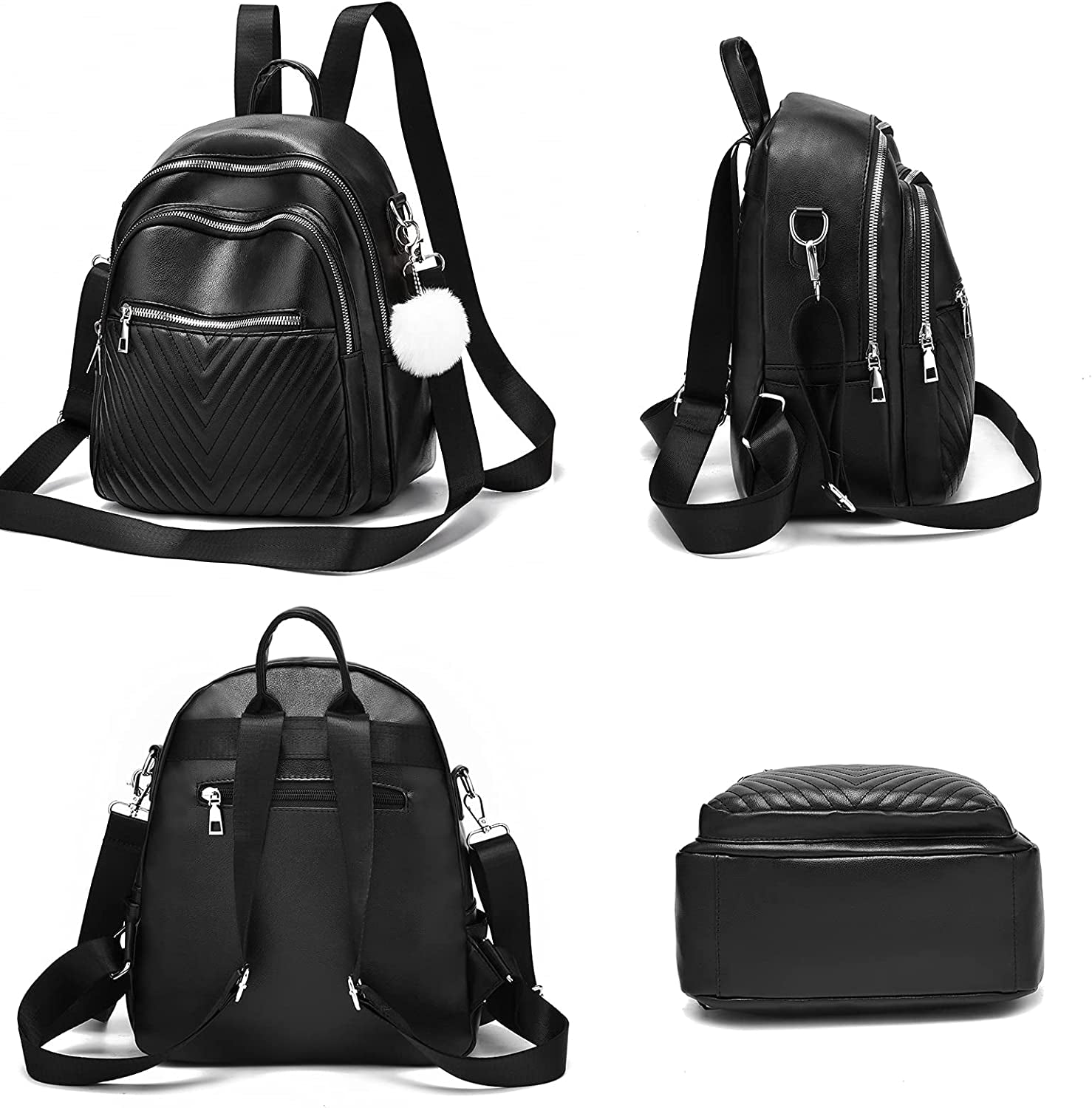 Small Backpack Purse for Women Leather Bookbag Purse Girls Casual Shoulder Bag
