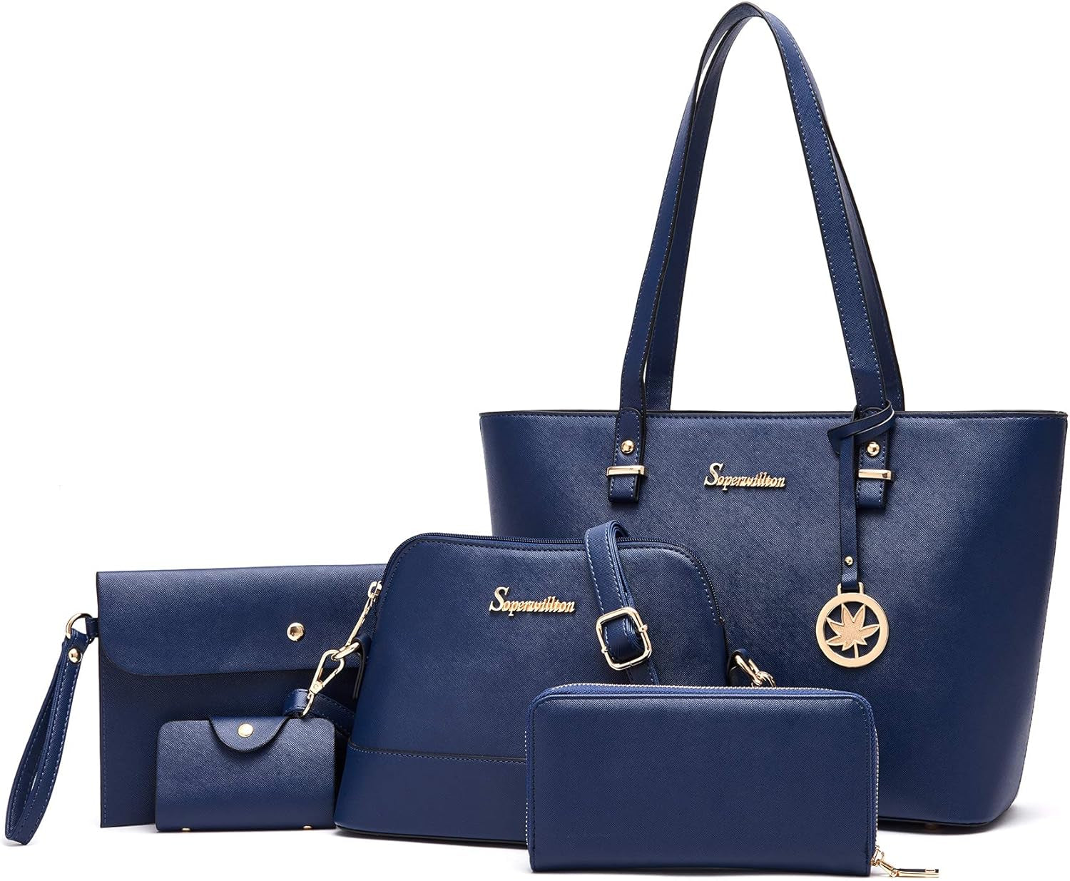 Handbag for Women Wallet Tote Bag Shoulder Bags Top Handle Satchel 5Pcs Purse Set