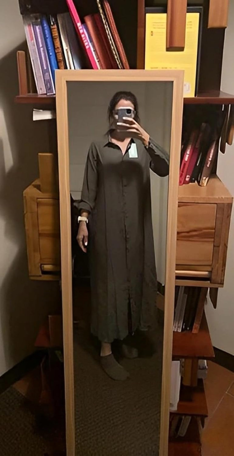 Womens Button down Cotton Linen Dress Long Sleeve Shirt Dress with Pockets